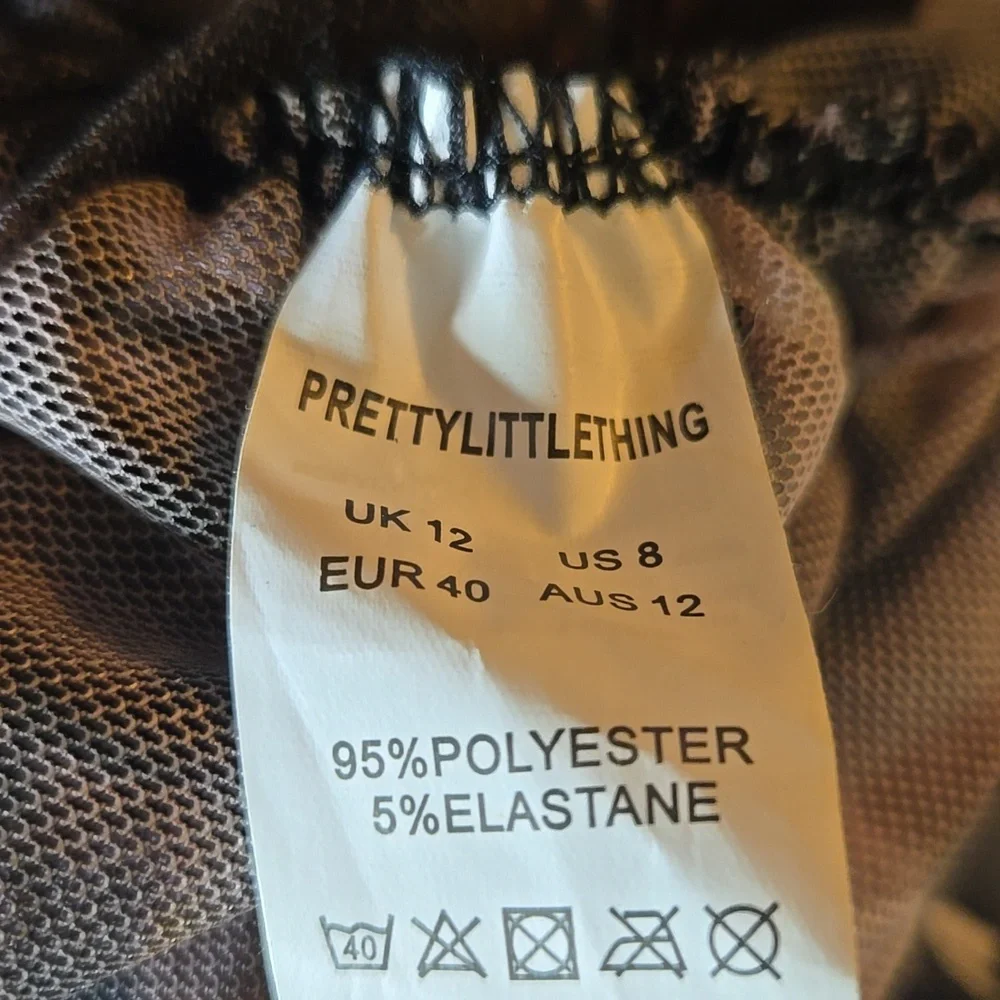 PrettyLittleThing-Draped lavender/gray print straight dress Sz 8 - Picture 15 of 16